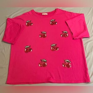 LG Pink Cherry Sequin Sweatshirt